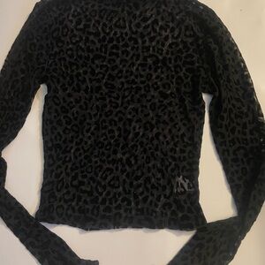 Leopard Print mesh turtleneck
